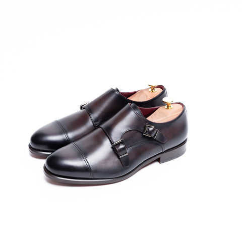 Dökkbrúnir Double Monk Strap